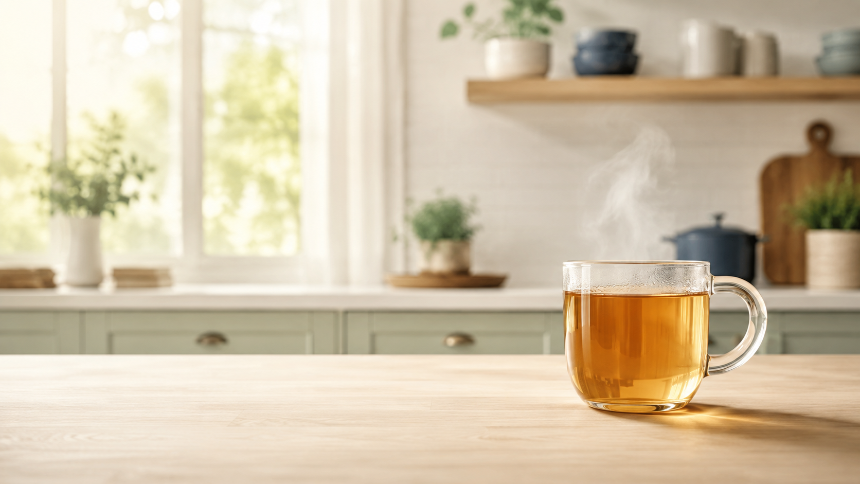 Yerba mate drink on a sunlit kitchen counter